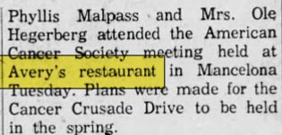 Averys Restaurant - Feb 1959 Article